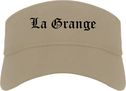 La Grange Texas TX Old English Mens Visor Cap Hat Khaki