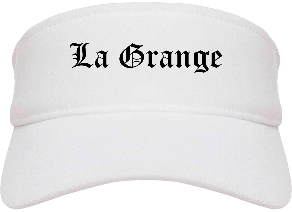 La Grange Texas TX Old English Mens Visor Cap Hat White