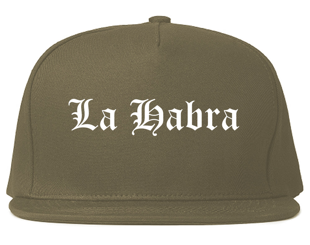 La Habra California CA Old English Mens Snapback Hat Grey