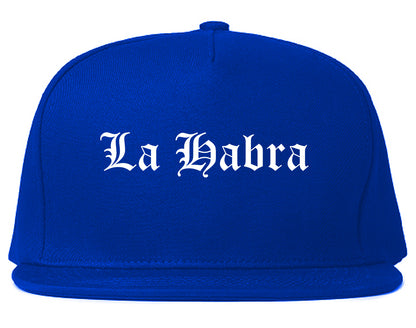 La Habra California CA Old English Mens Snapback Hat Royal Blue