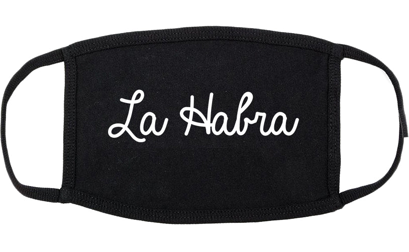 La Habra California CA Script Cotton Face Mask Black
