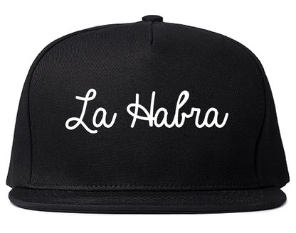 La Habra California CA Script Mens Snapback Hat Black