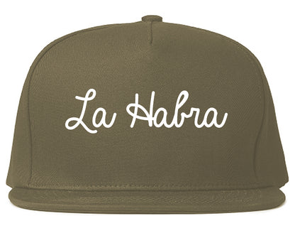 La Habra California CA Script Mens Snapback Hat Grey