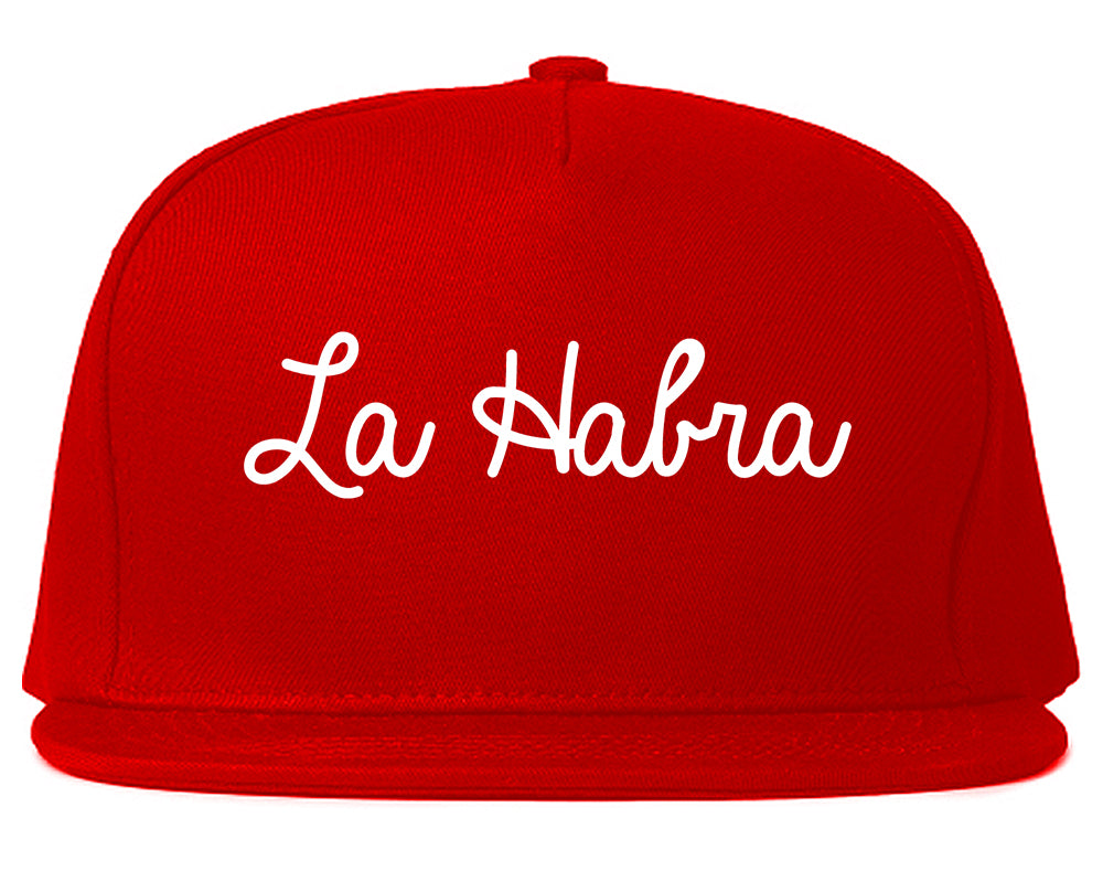 La Habra California CA Script Mens Snapback Hat Red