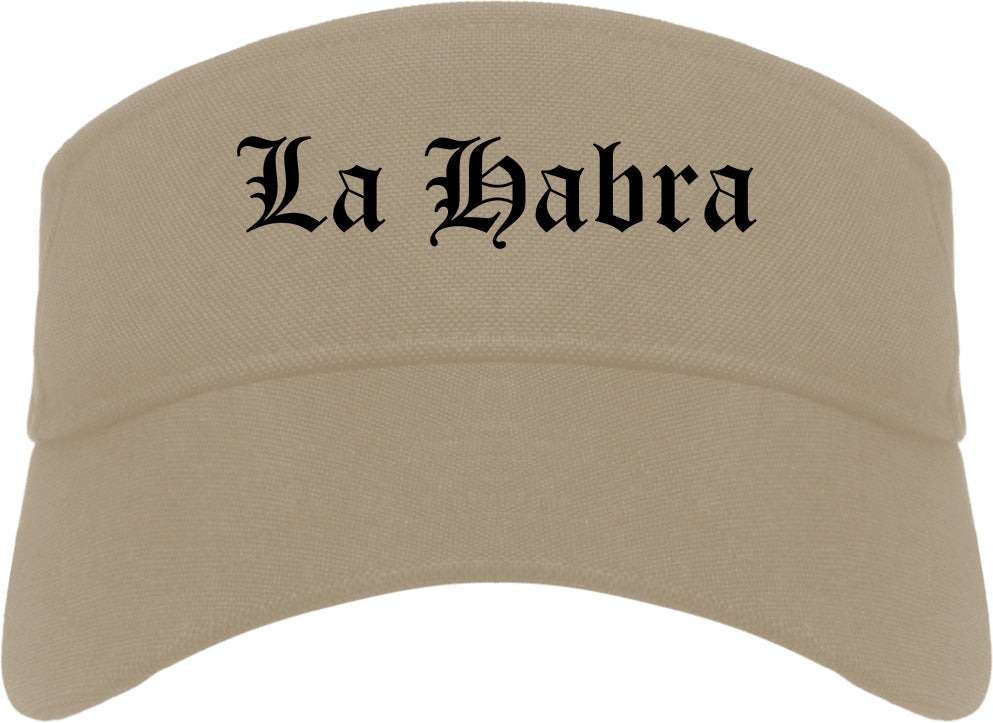 La Habra California CA Old English Mens Visor Cap Hat Khaki