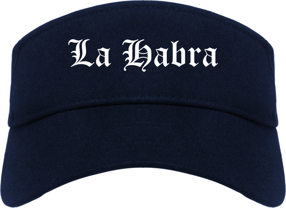 La Habra California CA Old English Mens Visor Cap Hat Navy Blue
