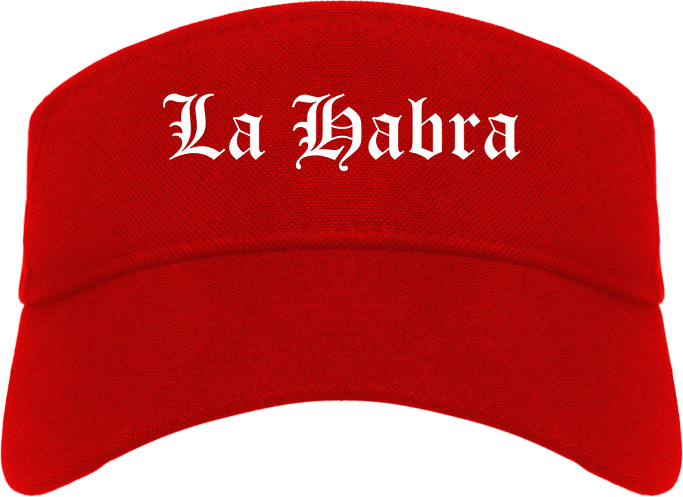 La Habra California CA Old English Mens Visor Cap Hat Red