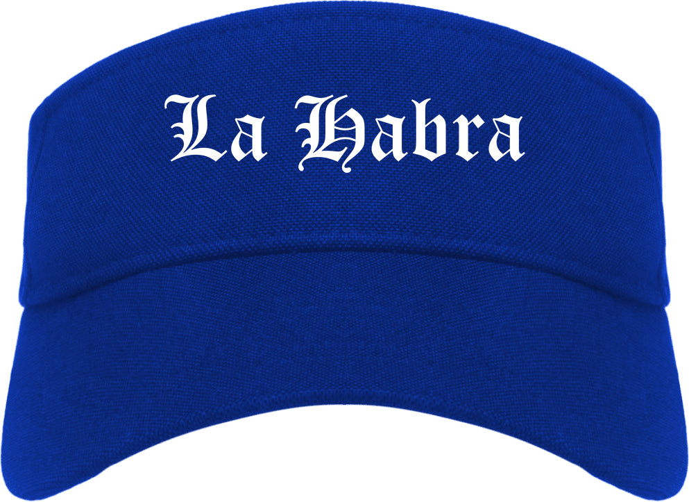 La Habra California CA Old English Mens Visor Cap Hat Royal Blue