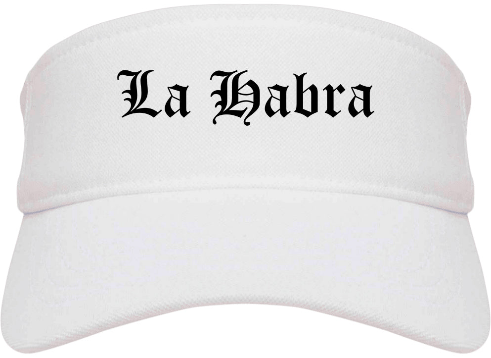 La Habra California CA Old English Mens Visor Cap Hat White