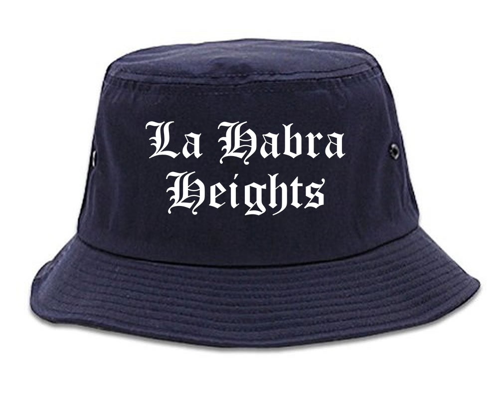 La Habra Heights California CA Old English Mens Bucket Hat Navy Blue