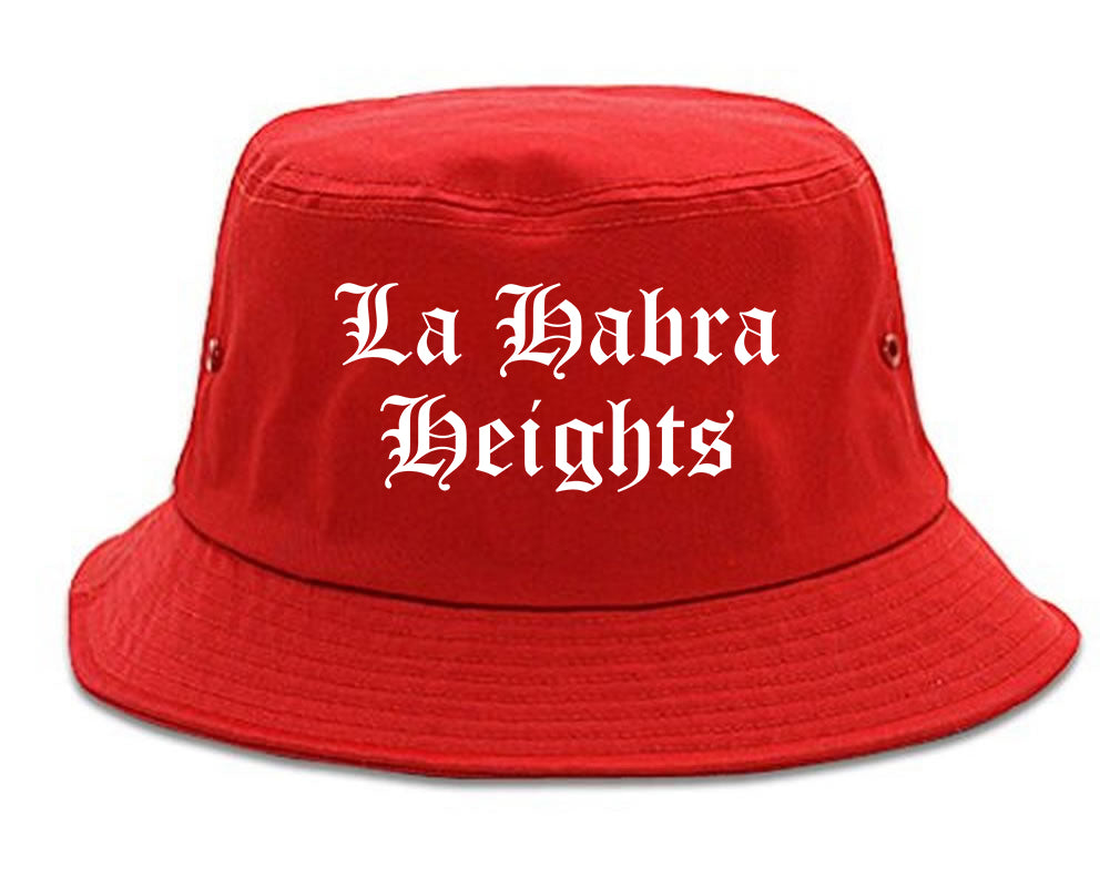 La Habra Heights California CA Old English Mens Bucket Hat Red