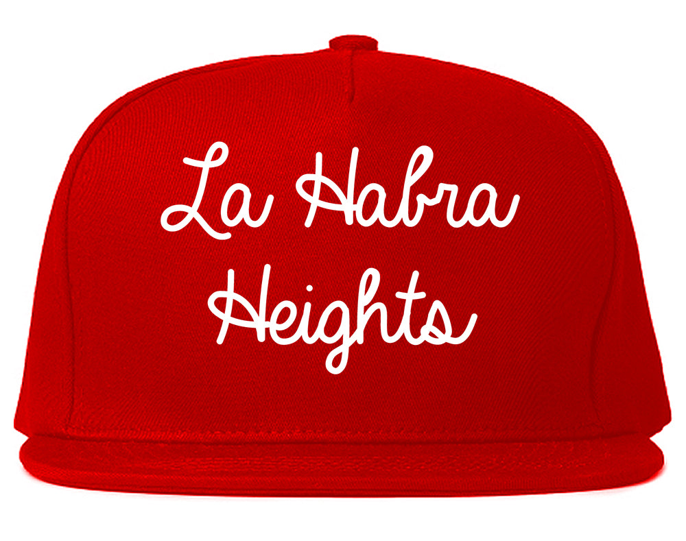 La Habra Heights California CA Script Mens Snapback Hat Red