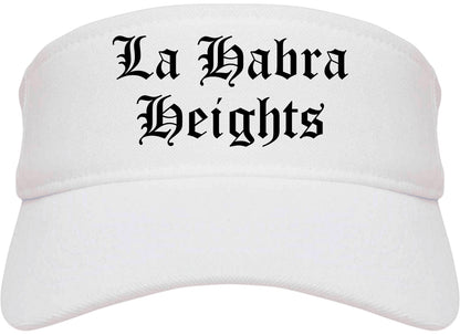 La Habra Heights California CA Old English Mens Visor Cap Hat White