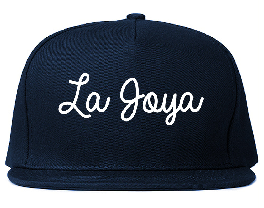 La Joya Texas TX Script Mens Snapback Hat Navy Blue