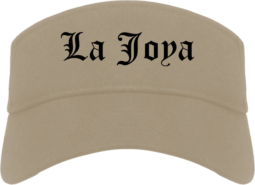 La Joya Texas TX Old English Mens Visor Cap Hat Khaki