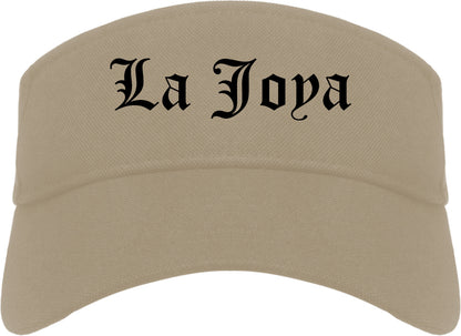 La Joya Texas TX Old English Mens Visor Cap Hat Khaki