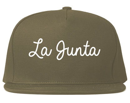 La Junta Colorado CO Script Mens Snapback Hat Grey
