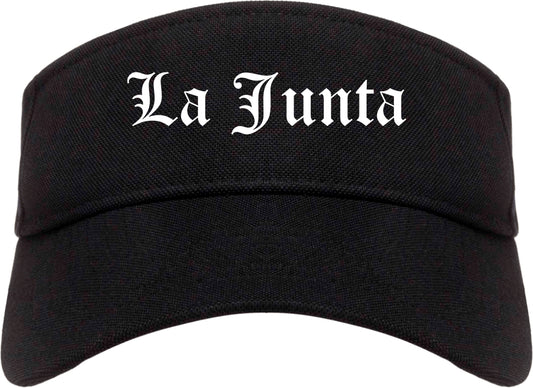 La Junta Colorado CO Old English Mens Visor Cap Hat Black