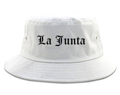 La Junta Colorado CO Old English Mens Bucket Hat White