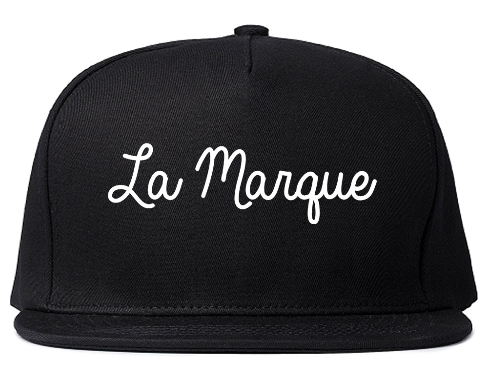 La Marque Texas TX Script Mens Snapback Hat Black