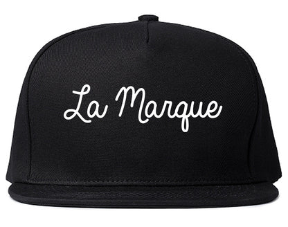 La Marque Texas TX Script Mens Snapback Hat Black
