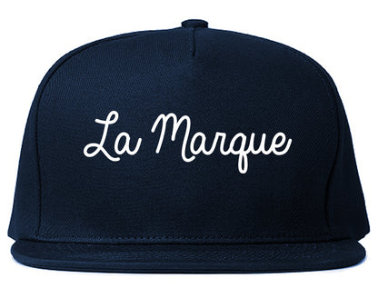 La Marque Texas TX Script Mens Snapback Hat Navy Blue