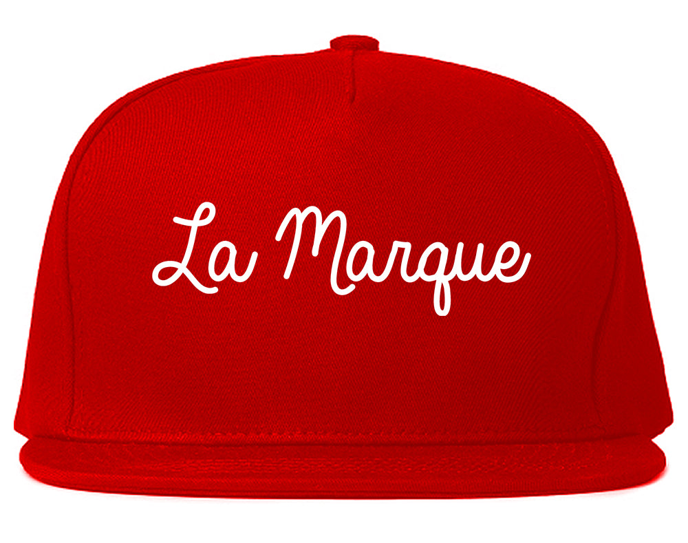 La Marque Texas TX Script Mens Snapback Hat Red