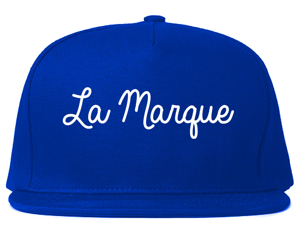 La Marque Texas TX Script Mens Snapback Hat Royal Blue