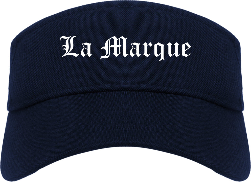 La Marque Texas TX Old English Mens Visor Cap Hat Navy Blue