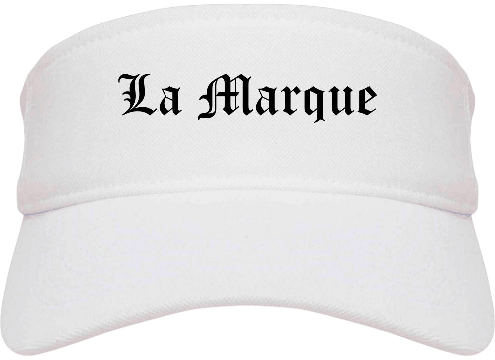 La Marque Texas TX Old English Mens Visor Cap Hat White