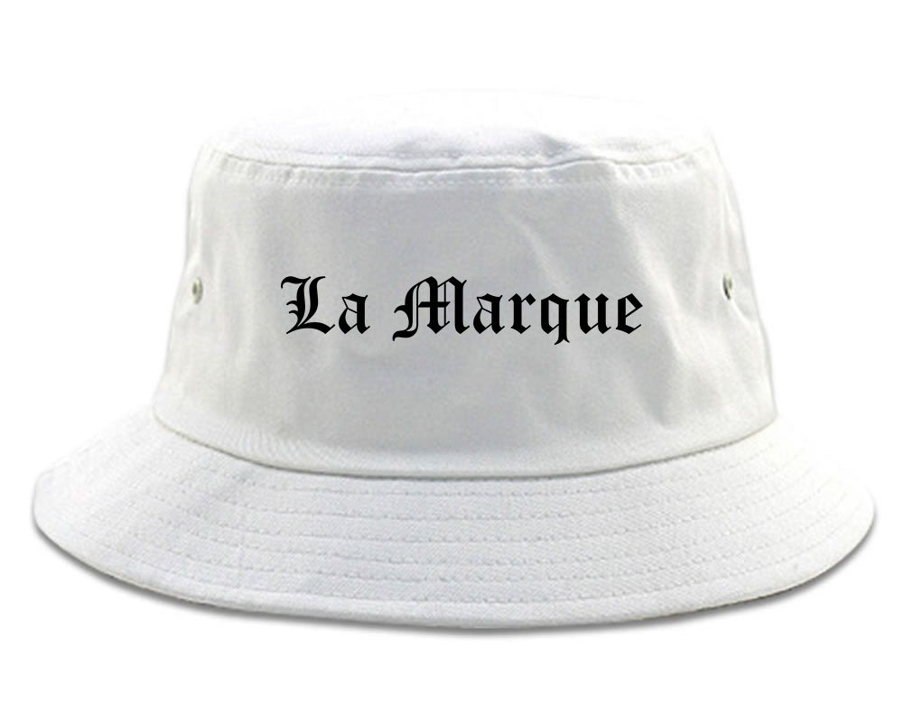 La Marque Texas TX Old English Mens Bucket Hat White