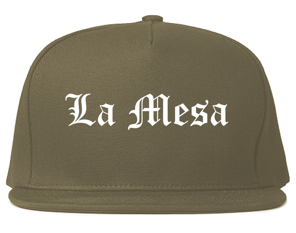 La Mesa California CA Old English Mens Snapback Hat Grey