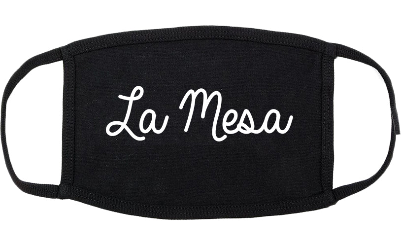 La Mesa California CA Script Cotton Face Mask Black