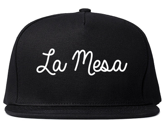 La Mesa California CA Script Mens Snapback Hat Black