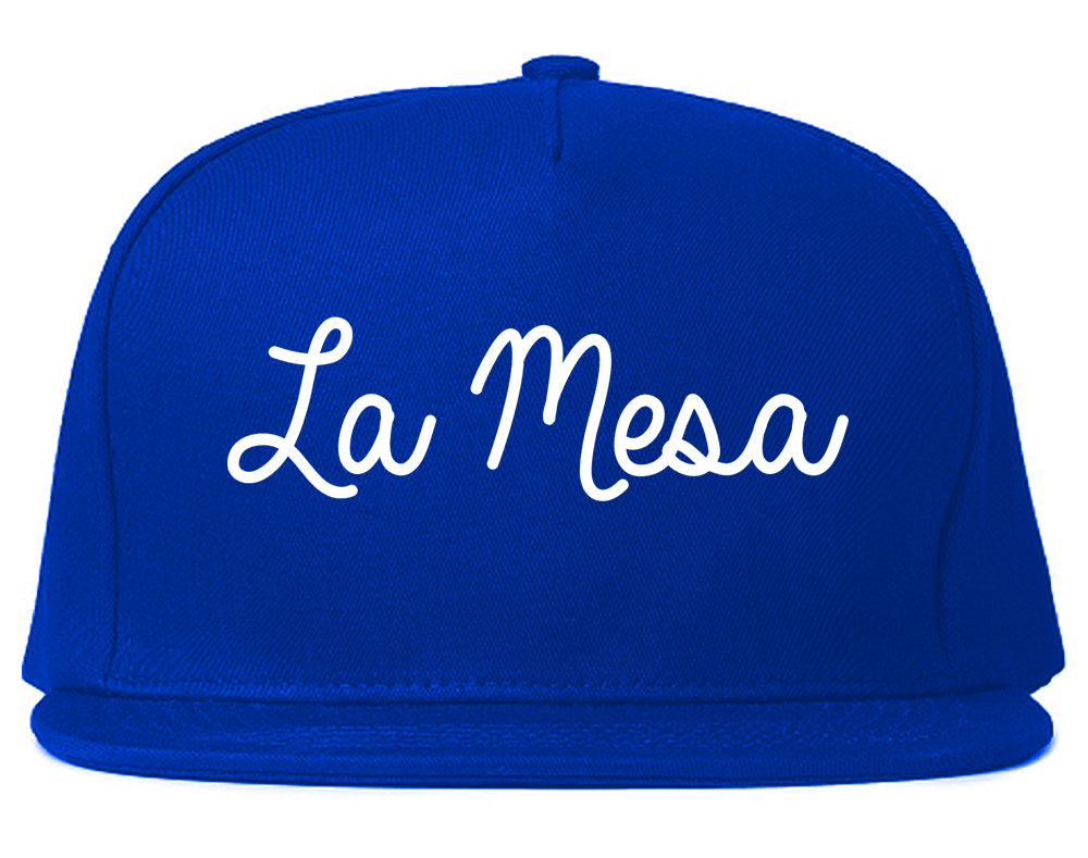 La Mesa California CA Script Mens Snapback Hat Royal Blue