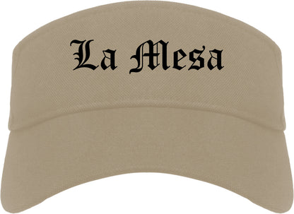 La Mesa California CA Old English Mens Visor Cap Hat Khaki