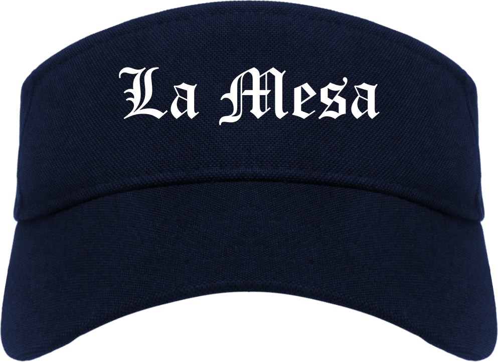 La Mesa California CA Old English Mens Visor Cap Hat Navy Blue
