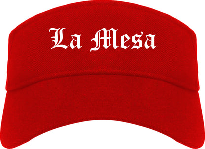 La Mesa California CA Old English Mens Visor Cap Hat Red