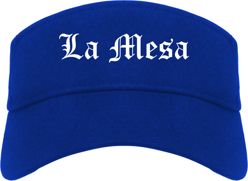 La Mesa California CA Old English Mens Visor Cap Hat Royal Blue
