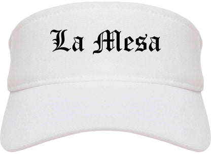 La Mesa California CA Old English Mens Visor Cap Hat White
