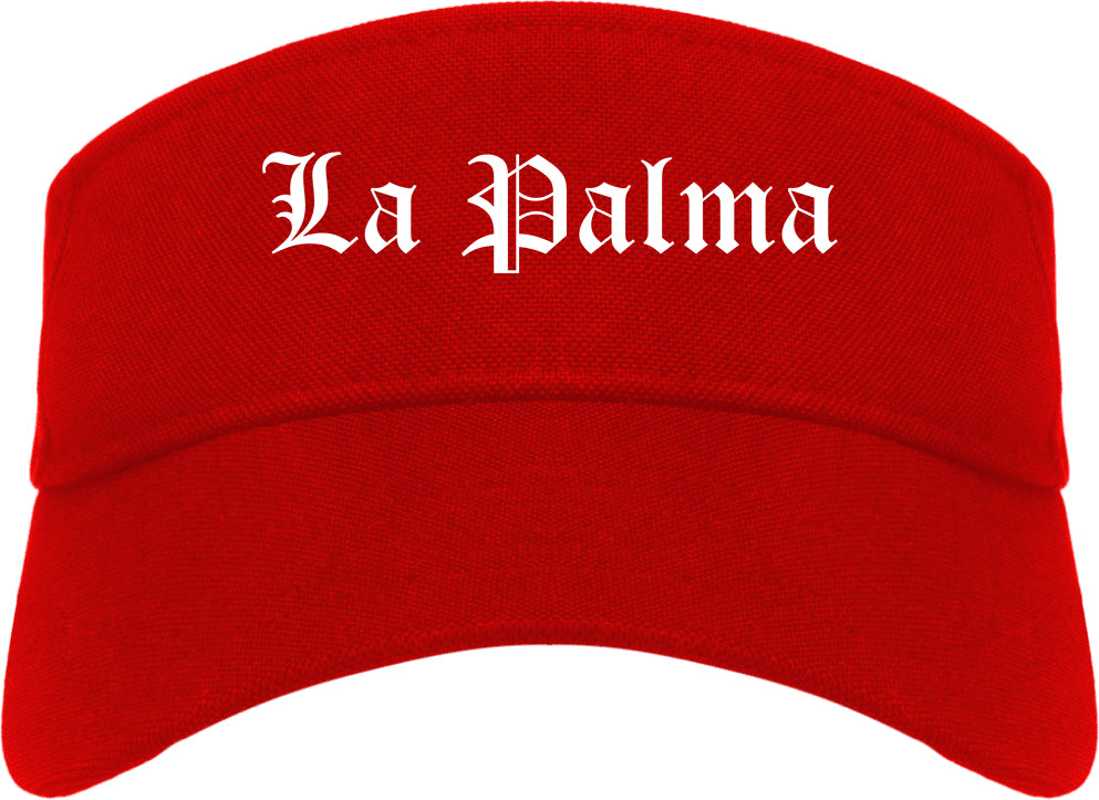 La Palma California CA Old English Mens Visor Cap Hat Red