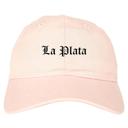 La Plata Maryland MD Old English Mens Dad Hat Baseball Cap Pink