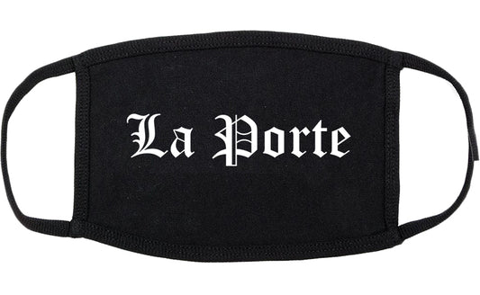 La Porte Indiana IN Old English Cotton Face Mask Black