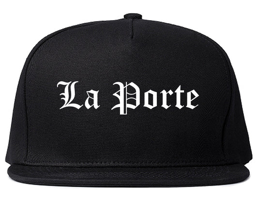 La Porte Indiana IN Old English Mens Snapback Hat Black