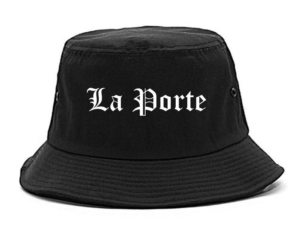 La Porte Indiana IN Old English Mens Bucket Hat Black