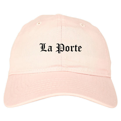 La Porte Indiana IN Old English Mens Dad Hat Baseball Cap Pink