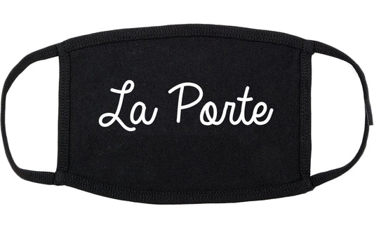La Porte Indiana IN Script Cotton Face Mask Black