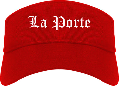 La Porte Indiana IN Old English Mens Visor Cap Hat Red