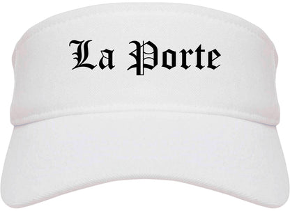 La Porte Indiana IN Old English Mens Visor Cap Hat White