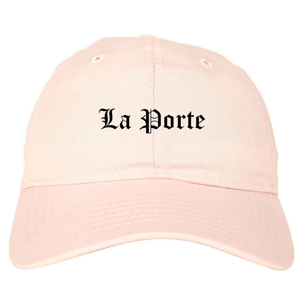 La Porte Texas TX Old English Mens Dad Hat Baseball Cap Pink